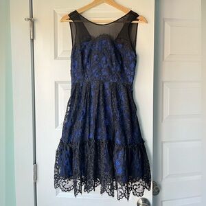 Anthropologie Moulinette Soeurs blue and black lace dress 2p